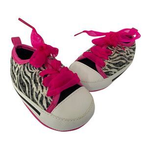 Zebra Sequin Hot Pink Baby Shoes Sz 9-12mo